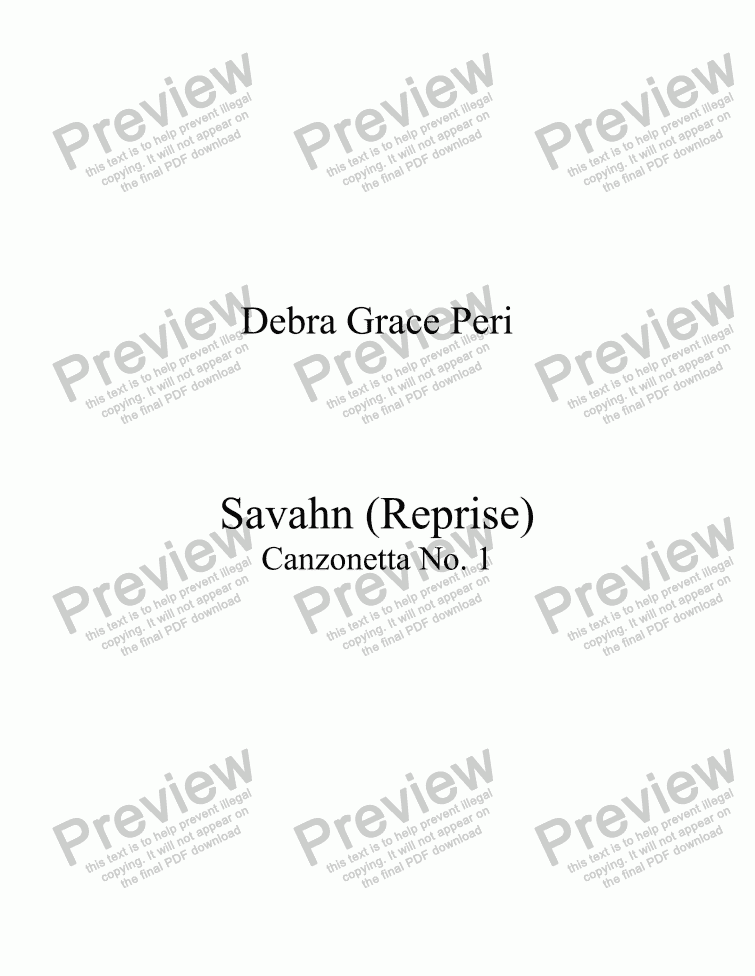page one of Savahn (Reprise) Canzonetta No. 1