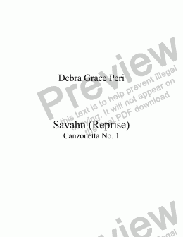 page one of Savahn (Reprise) Canzonetta No. 1