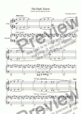 page one of The Dark Tower (piano duet for pupil & teacher)