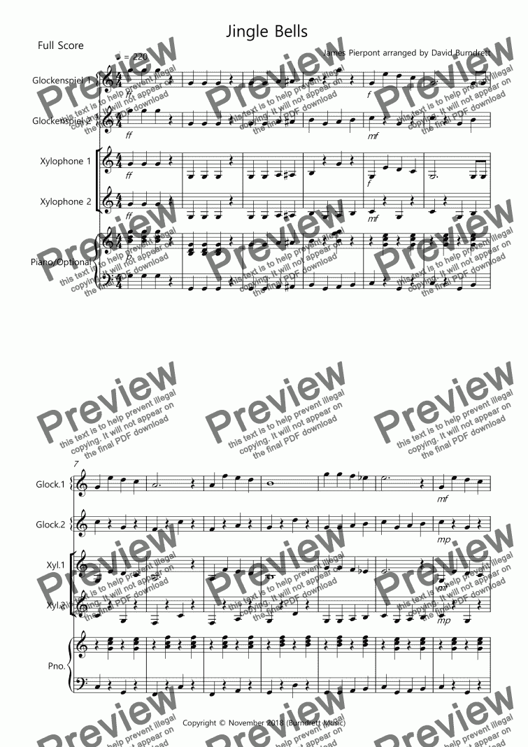 page one of Jingle Bells for Glockenspiel/Xylophone Duet