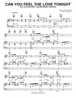 page one of Can You Feel The Love Tonight (from The Lion King) (Piano, Vocal & Guitar Chords (Right-Hand Melody))