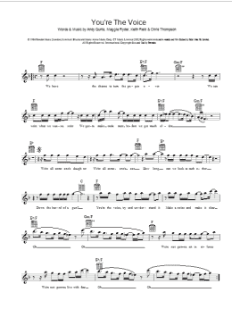page one of You're The Voice (Lead Sheet / Fake Book)