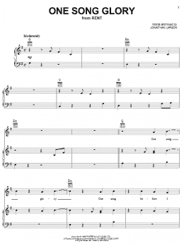 page one of One Song Glory (Piano, Vocal & Guitar Chords (Right-Hand Melody))