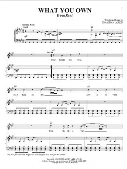 page one of What You Own (from Rent) (Piano & Vocal)