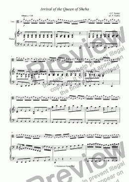 page one of Arrival of the Queen of Sheba - Viola & Piano
