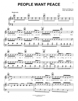 page one of People Want Peace (Piano, Vocal & Guitar Chords (Right-Hand Melody))