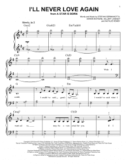 page one of I'll Never Love Again (from A Star Is Born) (Easy Piano)