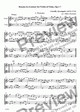 page one of Sonata in d minor for Violin & Viola, Op.5-7