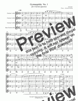 page one of Satie - Gymnopédies 1-3 (for Clarinet Quartet)