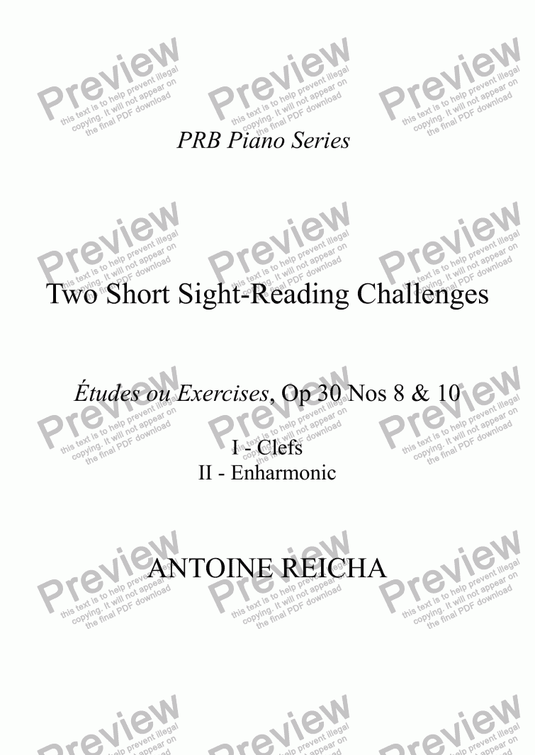 page one of PRB Piano Series: Two Short Sight-Reading Challenges