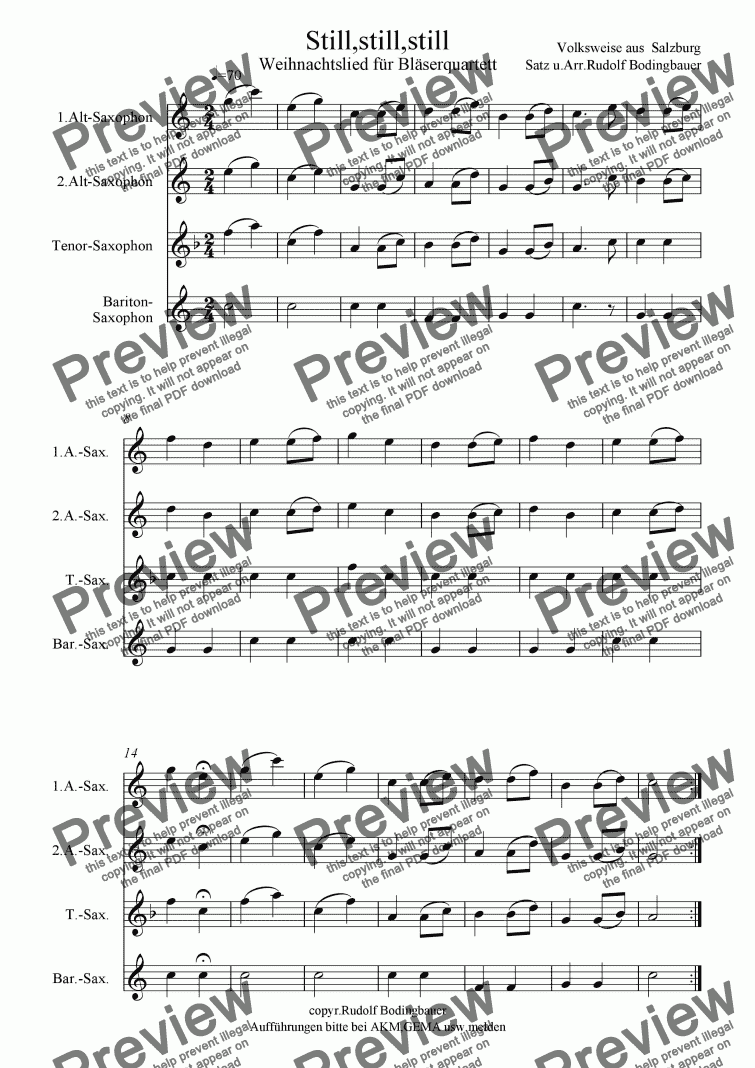 page one of Still,still,still  Saxophonquartett