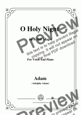 page one of Adam-O Holy night cantique de noel in A flat Major, for Voice and Piano