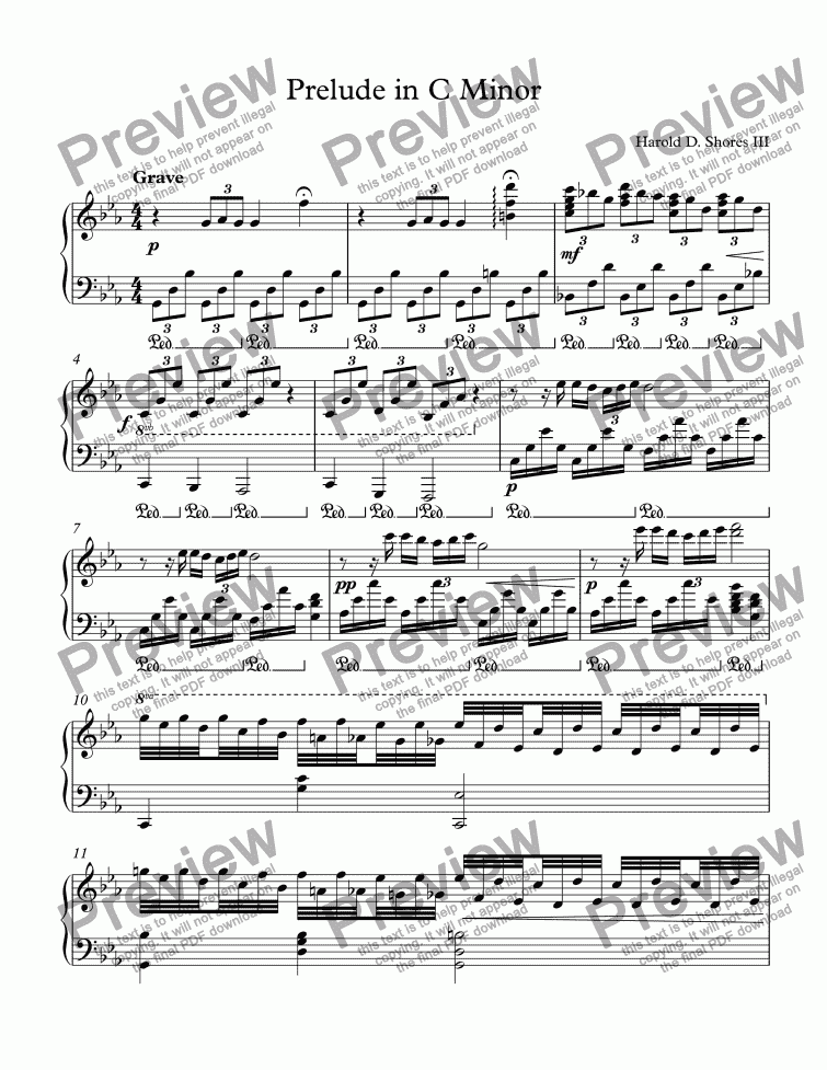 page one of Prelude in C Minor