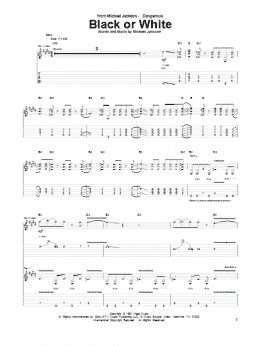 page one of Black Or White (Guitar Tab)
