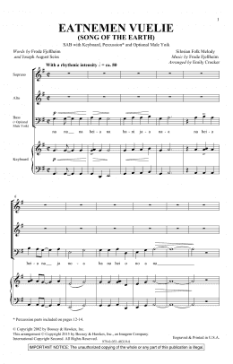 page one of Eatnemen Vuelie (Song Of The Earth) (arr. Emily Crocker) (SAB Choir)