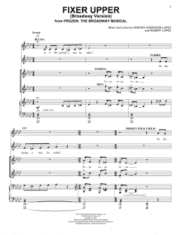 page one of Fixer Upper (from Frozen: The Broadway Musical) (Piano & Vocal)