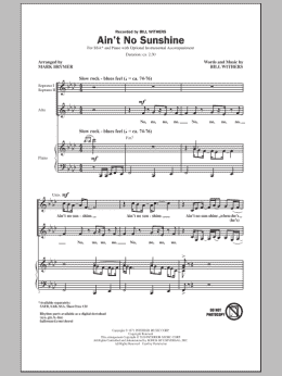 page one of Ain't No Sunshine (arr. Mark Brymer) (SSA Choir)