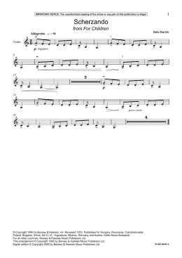 page one of Scherzando (from For Children) (Instrumental Solo)