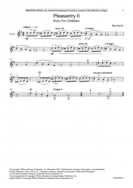 page one of Pleasantry II (from For Children) (Instrumental Solo)
