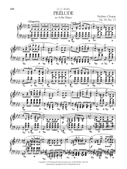page one of Prélude in A-flat Major, Op. 28, No. 17 (Piano Solo)