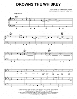page one of Drowns The Whiskey (Feat. Miranda Lambert) (Piano, Vocal & Guitar Chords (Right-Hand Melody))