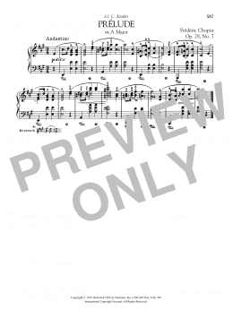page one of Prélude in A Major, Op. 28, No. 7 (Piano Solo)