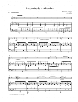 page one of Recuerdos de la Alhambra (Brass Solo)