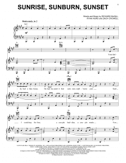 page one of Sunrise, Sunburn, Sunset (Piano, Vocal & Guitar Chords (Right-Hand Melody))