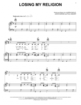page one of Losing My Religion (Piano, Vocal & Guitar Chords (Right-Hand Melody))