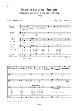 page one of Entre Le Boeuf Et L'ane Gris (Choir)
