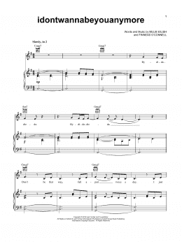 page one of idontwannabeyouanymore (Piano, Vocal & Guitar Chords (Right-Hand Melody))