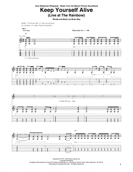 page one of Keep Yourself Alive (Guitar Tab)