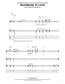 page one of Somebody To Love (Guitar Tab)