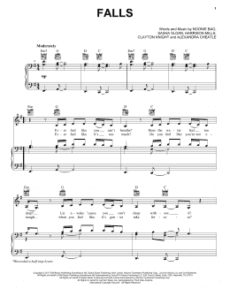 page one of Falls (Feat. Sasha Sloan) (Piano, Vocal & Guitar Chords (Right-Hand Melody))