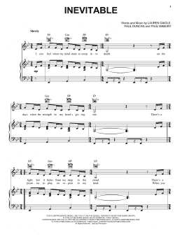 page one of Inevitable (Piano, Vocal & Guitar Chords (Right-Hand Melody))