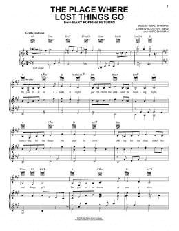 page one of The Place Where Lost Things Go (from Mary Poppins Returns) (Piano, Vocal & Guitar Chords (Right-Hand Melody))