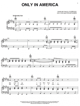 page one of Only In America (Piano, Vocal & Guitar Chords (Right-Hand Melody))