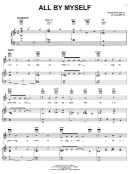 page one of All By Myself (Piano, Vocal & Guitar Chords (Right-Hand Melody))