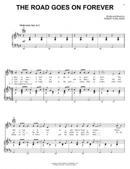 page one of The Road Goes On Forever (Piano, Vocal & Guitar Chords (Right-Hand Melody))