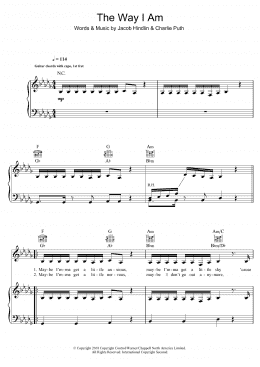 page one of The Way I Am (Piano, Vocal & Guitar Chords)