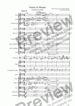 page one of Niente Al Mondo (Nothing On Earth) for Tenor solo and Orchestra