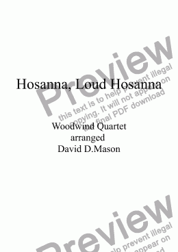 page one of Hosanna, Loud Hosanna, Woodwind Quartet