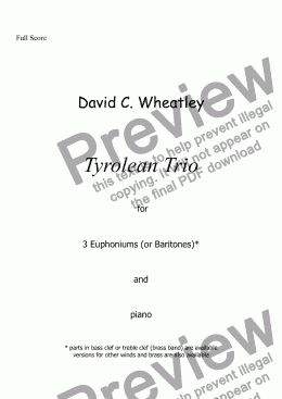 page one of Tyrolean Trio for 3 euphoniums or baritones and piano by David Wheatley