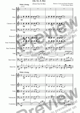 page one of Da Te A Me (From You To Me) for Vocal Duet and Orchestra 