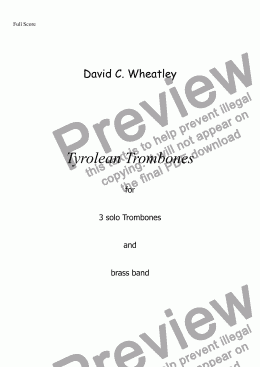 page one of Tyrolean Trombones for 3 solo trombones and brass band by David Wheatley
