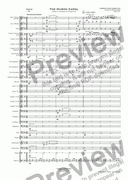 page one of The Huron Carol ('Twas in the Moon of Wintertime) - Concert Band