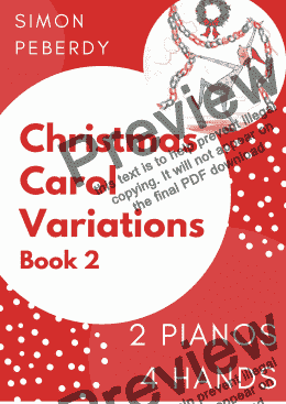 page one of Christmas Carol Variations for 2 pianos, 4 hands, Book 2 (A second collection of 10) by Simon Peberdy