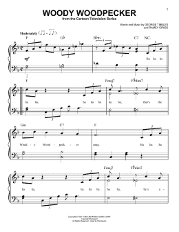 page one of Woody Woodpecker (Easy Piano)