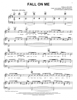 page one of Fall On Me (from The Nutcracker and the Four Realms) (Piano, Vocal & Guitar Chords (Right-Hand Melody))