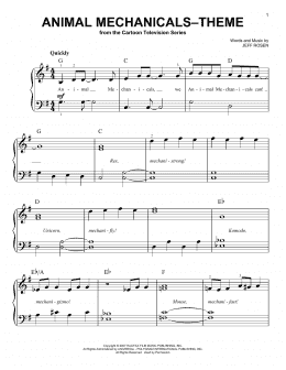page one of Animal Mechanicals - Theme (Easy Piano)